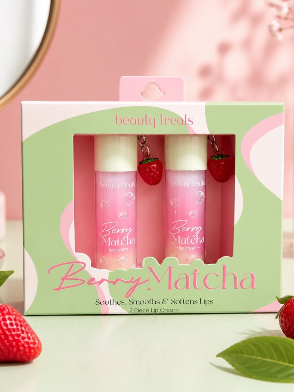 Beauty Treats Berry Matcha Pink Lip Cream Duo 2 Pack New